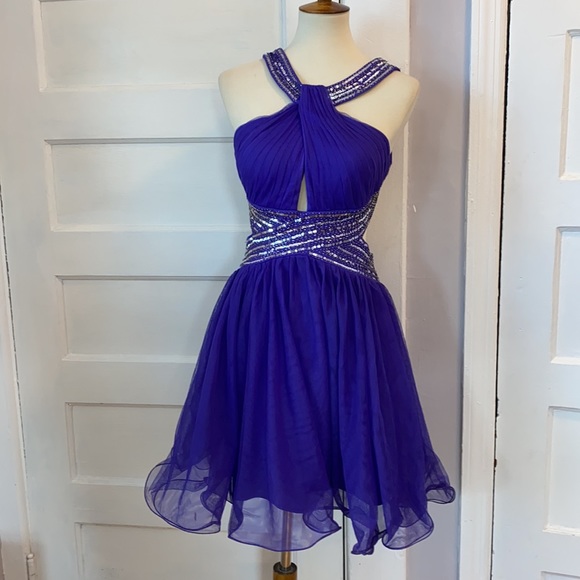 NWOT Blondie Nites Purple Halter Dress, Size 13 - Picture 13 of 16